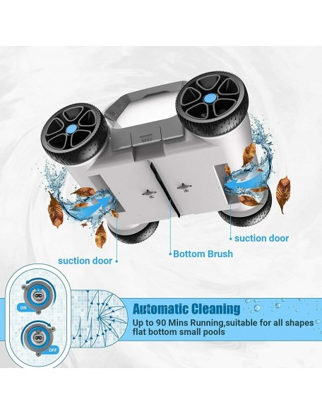 OT QOMOTOP Robotic Pool Cleaner, Cordless Automatic Pool Cleaner with 5000mAh Re