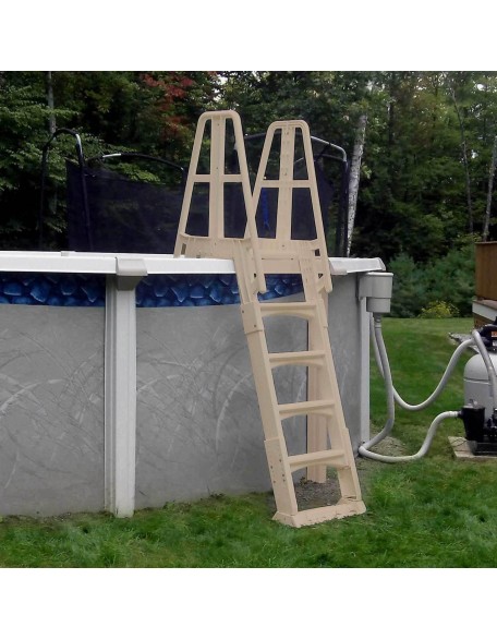 Vinyl Works SLA A Frame Above Ground Pool Ladder Steps with Slide Lock Barrier