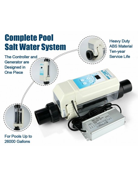 Salt Chlorine Generator Inground Above Ground Pool Salt Water System for 26K gal