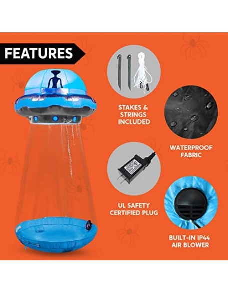 Joiedomi 9 FT Tall Halloween Inflatable UFO Yard Decoration with Build-in LEDs Blow Up Inflatables for Halloween Party Ind...