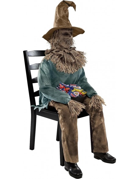 Spirit Halloween 4.5 Ft Scary Sitting Scarecrow Animatronic | Decorations | Animated | Pop-up Motion | Scarecrow Prop
