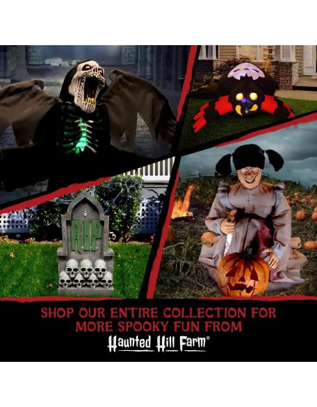 6 ft. Scarecrow Witch, Indoor/Covered Outdoor Halloween Decoration, LED Multi Eyes, Poseable, Battery-Operated, Helena